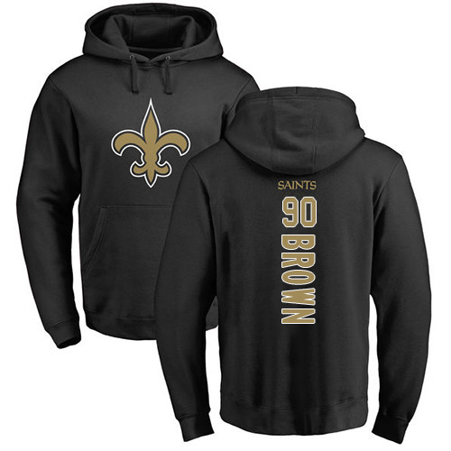 Men New Orleans Saints Black Malcom Brown Backer NFL Football 90 Pullover Hoodie Sweatshirts